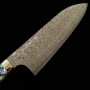 Japanese Santoku knife - NIGARA - SG2 - Anmon Damascus Finish - Mother-of-Pearl Inlay handle - size: 18cm