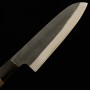 Japanese Santoku Knife - MIURA - Blue carbon steel No.1 - stainclad - Kurouchi Finish - Magnoliawood handle - size: 16.5cm