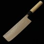 Japanese Nakiri Knife - MIURA - stainless 10A - Hammered Damascus Finish - Magnoliawood handle - size: 16.5cm