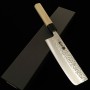 Japanese Nakiri Knife - MIURA - stainless 10A - Hammered Damascus Finish - Magnoliawood handle - size: 16.5cm