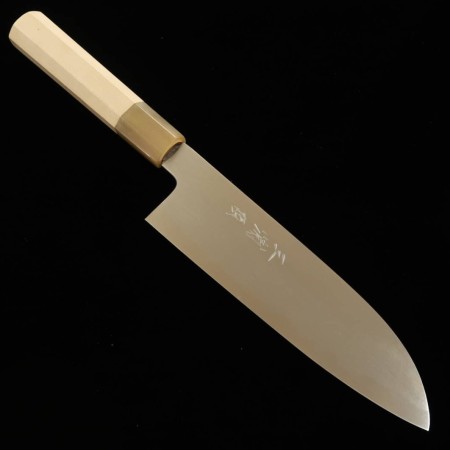 Japanese Santoku Knife - MIURA - White carbon steel No.2 - Itadaki Series - Hairline brushed finish - size: 18cm