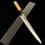 Japanese Slicer knife Sujihiki - MIURA - Semi stainless SLD - Nashiji - Zelkova wood handle - Size : 24cm