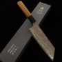 Japanese Kiritsuke Nakiri Knife - NIGARA - SG2 - Anmon Damascus - Teak handle - size: 18cm