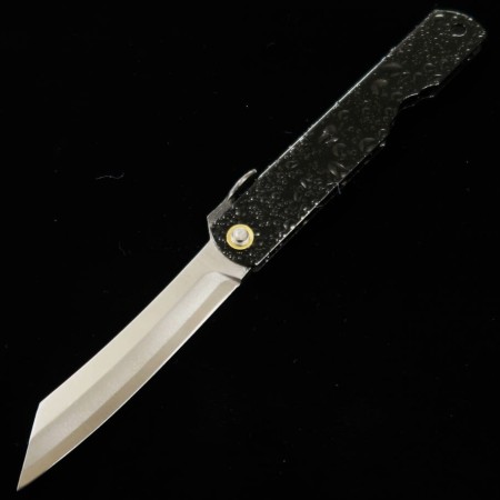 Japanese pocket knife - HIGONOKAMI - Blue carbon steel - Mizushibuki series - Black - size: 7.2cm