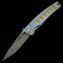 Japanese Pocket knife - MCUSTA - KATANA series - MC-0042C - Stainless VG-10 - Blue/Orange - Size : 8.5cm