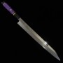 Japanese kandokoro yanagiba knife - MIURA Obidama - VG10 - Mirrored - custom handle - Purple - Size:30cm