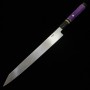 Japanese kandokoro yanagiba knife - MIURA Obidama - VG10 - Mirrored - custom handle - Purple - Size:30cm