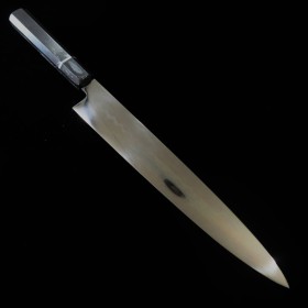 Japanese Sujihiki/Slicer Knife - SUISIN - IkedaYoshikazu - MizuHonyaki - White carbon 1 - Ebony handle - size: 27cm