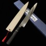 Japanese Sujihiki/Slicer Knife - SUISIN - IkedaYoshikazu - MizuHonyaki - White carbon 1 - Ebony handle - size: 27cm