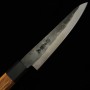 Japanese Petty knife - HIDARI YORIMITSU - Blue carbon steel No.1 - Kurouchi - Ironwood handle - size: 16cm