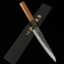 Japanese Petty knife - HIDARI YORIMITSU - Blue carbon steel No.1 - Kurouchi - Ironwood handle - size: 16cm