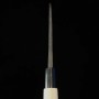 Japanese Deba knife - HIDARI YORIMITSU - White carbon - Kurouchi - Magnoliawood handle - size: 16.5cm