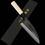 Japanese Deba knife - HIDARI YORIMITSU - White carbon - Kurouchi - Magnoliawood handle - size: 16.5cm