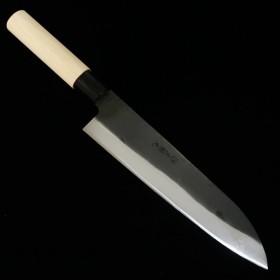 Japanese Chef knife Gyuto - HIDARI YORIMITSU - White carbon - Kurouchi - Magnoliawood handle - size: 21cm