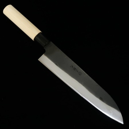 Japanese Chef knife Gyuto - HIDARI YORIMITSU - White carbon - Kurouchi - Magnoliawood handle - size: 21cm