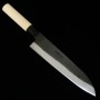 Japanese Chef knife Gyuto - HIDARI YORIMITSU - White carbon - Kurouchi - Magnoliawood handle - size: 21cm