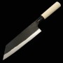 Japanese Bunka knife - HIDARI YORIMITSU - White carbon - Kurouchi - Magnoliawood handle - size: 20cm
