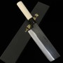 Japanese Nakiri knife - HIDARI YORIMITSU - White carbon - Kurouchi - Magnoliawood handle - size: 17cm