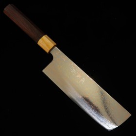 Couteau japonais nakiri - TAKESHI SAJI - Inox VG-10 Damas - Coloré - Taille : 16,5cm