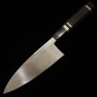 【OUTLET】Japanese Deba Knife - MIURA - 【Professional edge setting】Blue carbon 2 - Damascus - Ebony handle - size: 15cm