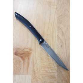 Couteau à steak - TAKESHI SAJI - Acier Damascus R2 - Manche Noire - Dimension: 10cm