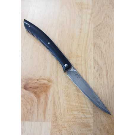 Couteau à steak - TAKESHI SAJI - Acier Damascus R2 - Manche Noire - Dimension: 10cm