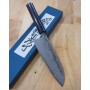 faca japonesa santoku MIURA Série ginryu carbono blue steel 2 damascus Tam:16,5cm