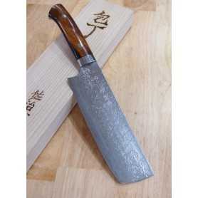 Couteau japonais nakiri TAKESHI SAJI - acier damas R2 finition diamant - bois de fer Taille:18cm