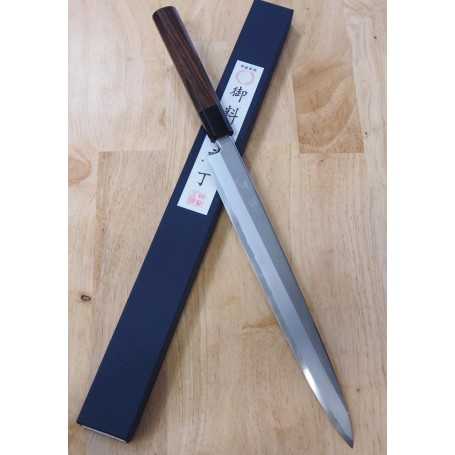 Couteau japonais Yanagiba - MIURA - Série Kuchinashi - damas - Ginsan - Acier argenté no.3 - Dim : 24/27/30cm
